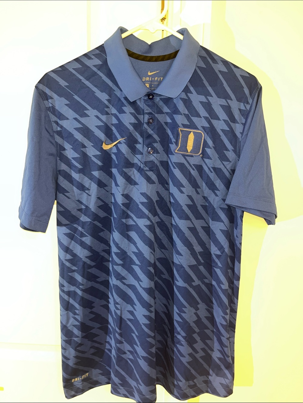 Nike Mens Duke University Poly Dri Fit Blue Devils Zig Zag Golf polo  
shirt M